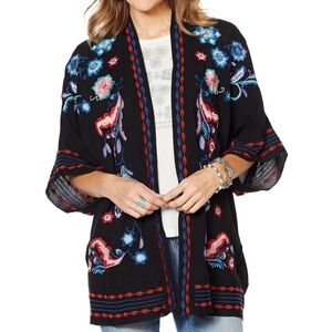 Curations gauzy oversized embroidered kimono top women Size M/L boho cottagecore